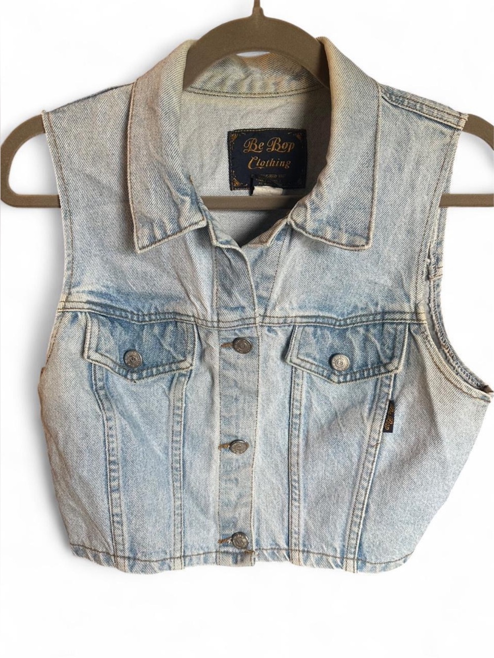Be Bop Light Wash Denim Vest - Light Blue Large